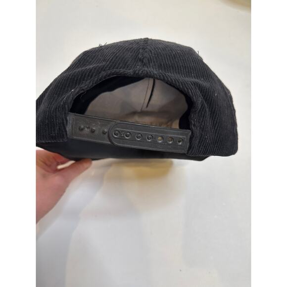 Raiders Starline NFL Snapback Black Corduroy Baseball Hat Vintage 90s/Y2K Cotton - Picture 3 of 6